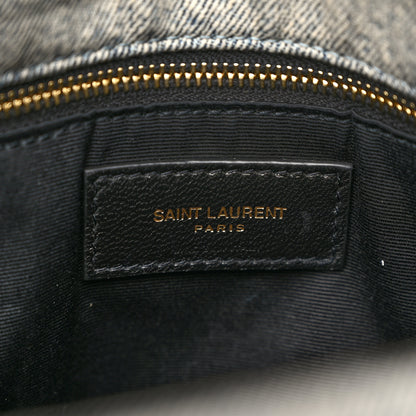 Saint Laurent Denim Quilted Small Loulou Puffer Monogram Chain Satchel Azur 6 of 10