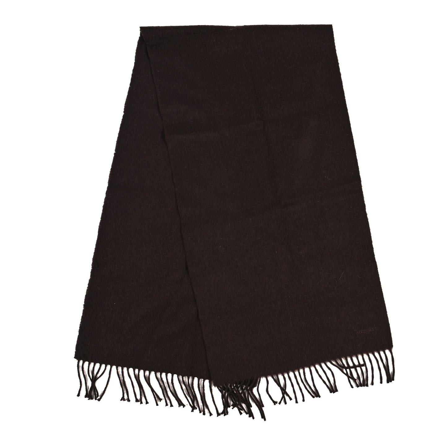 Cashmere Fringe Stole Dark Brown
