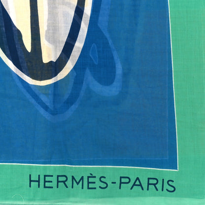 Hermes Cotton 3 Surfs Pareo Bleu Vert 2 of 3