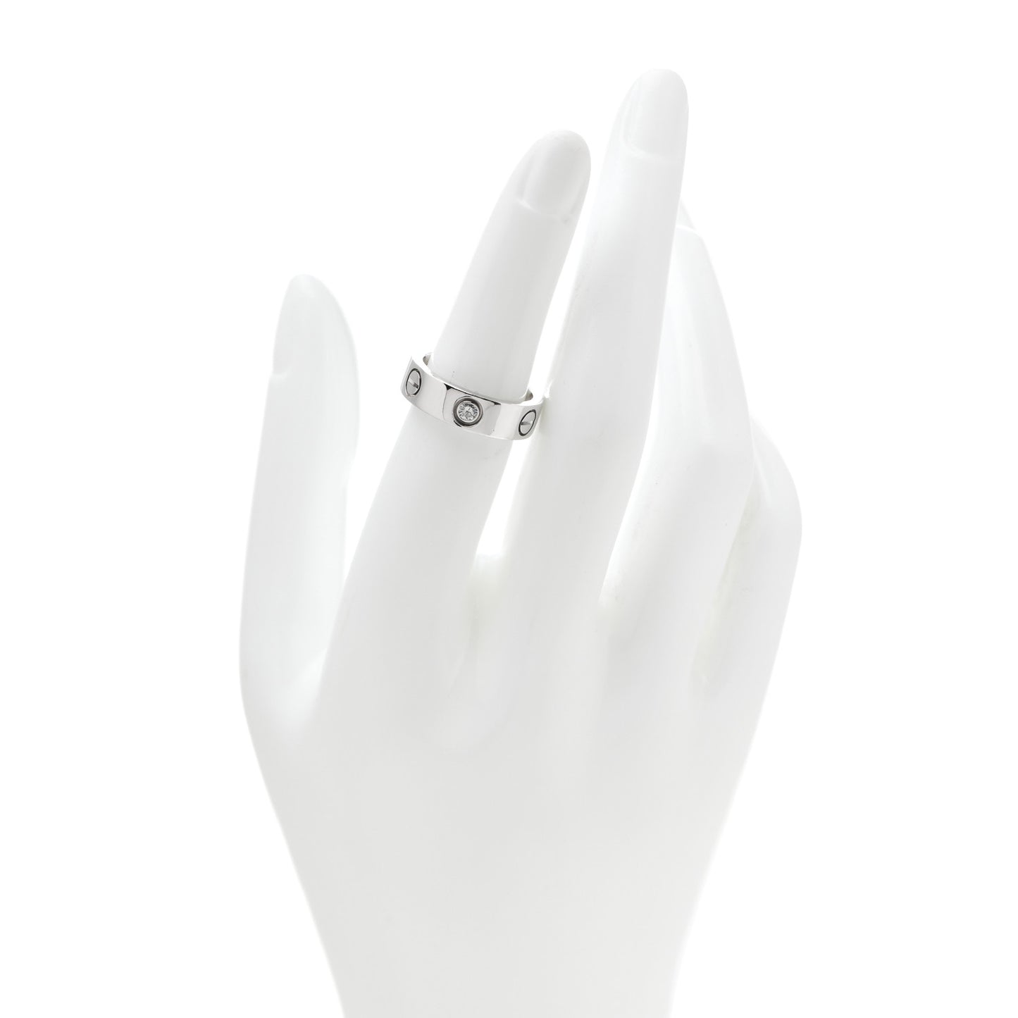18K White Gold 3 Diamond 5.5mm LOVE Ring 51 5.75