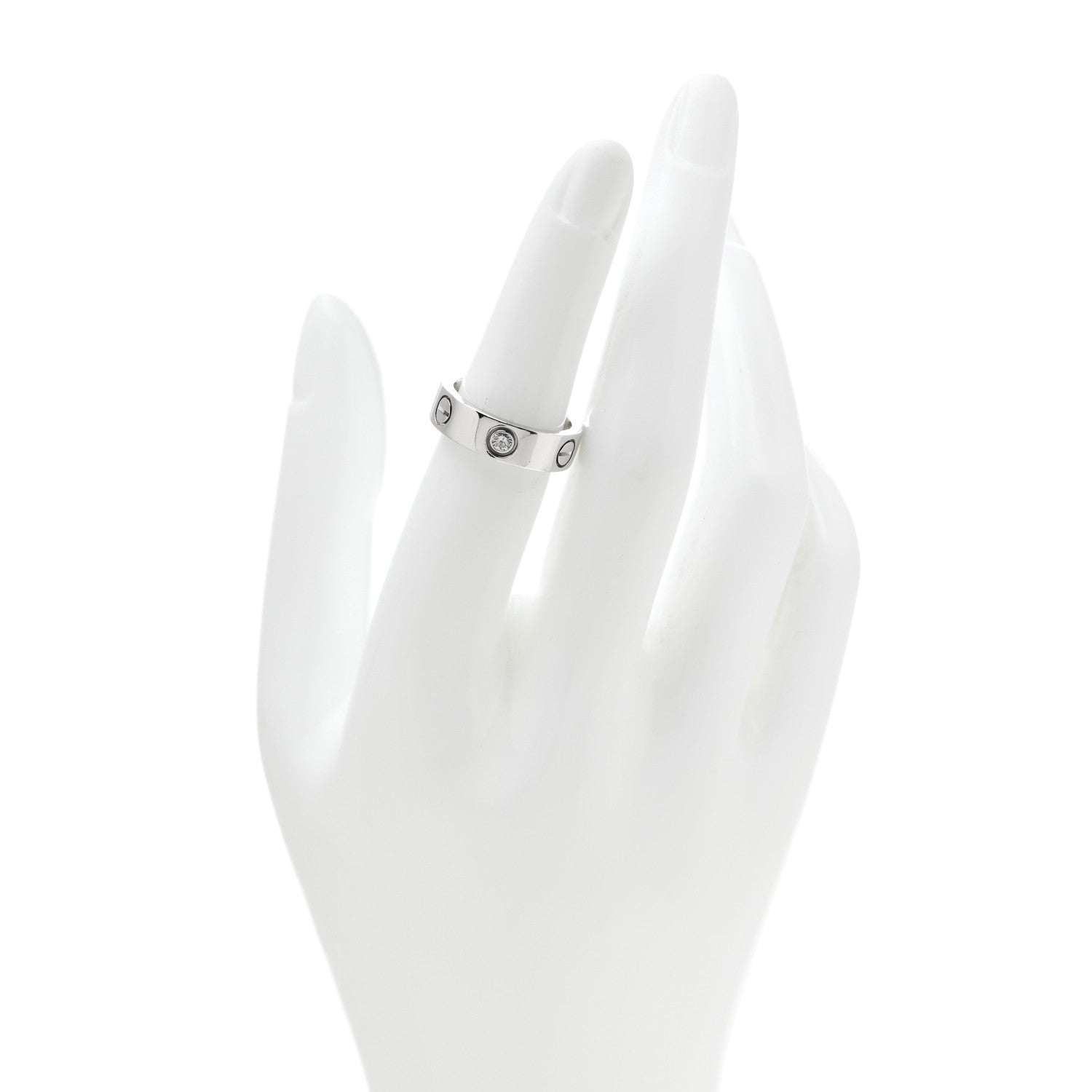 Cartier 18K White Gold 3 Diamond 5.5mm LOVE Ring 51 5.75 2 of 6