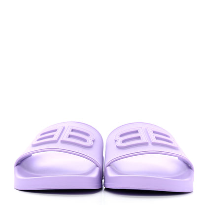 Balenciaga Rubber BB Womens Pool Slide Sandals 38 Lilac 2 of 8