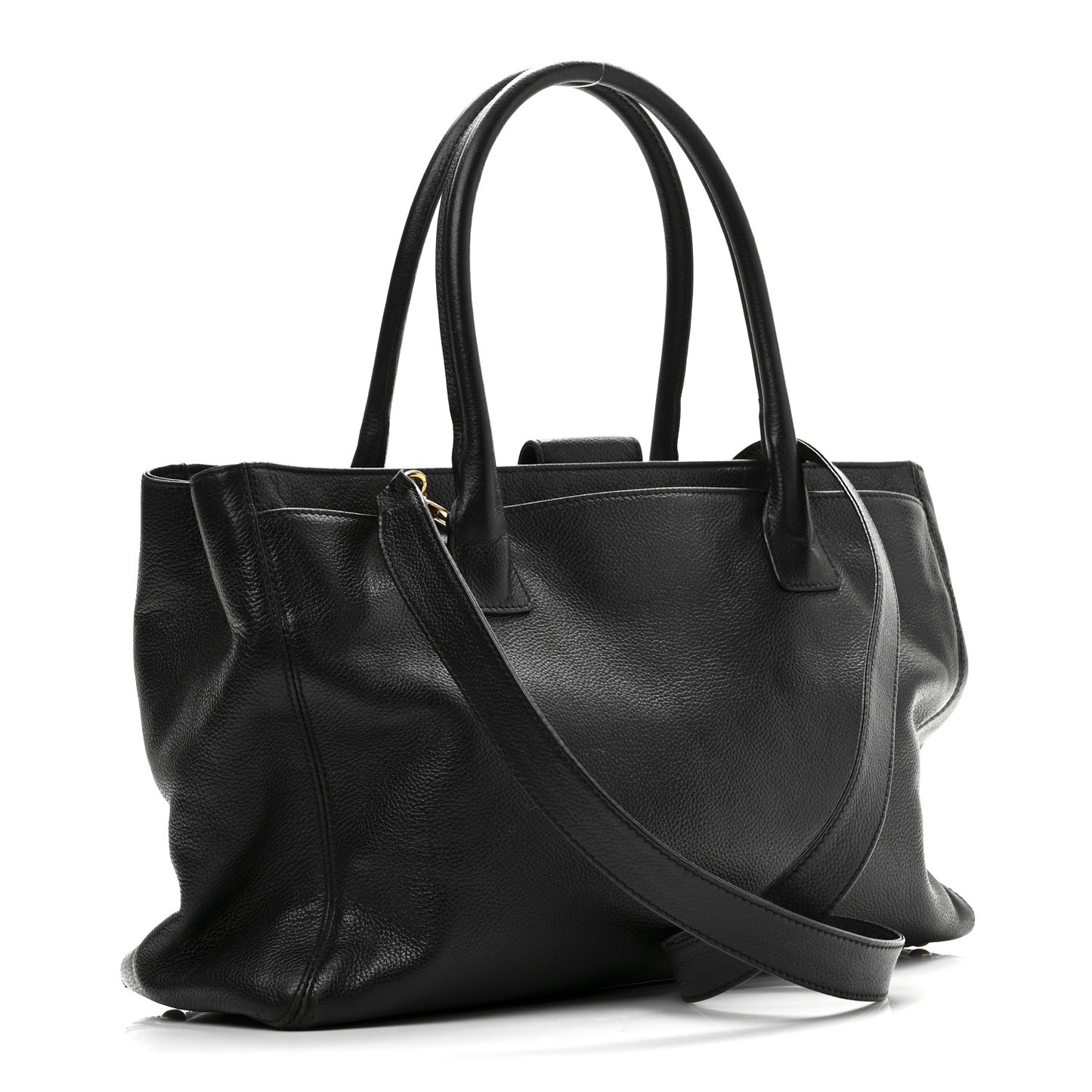 Calfskin Cerf Executive Shopper Tote Black