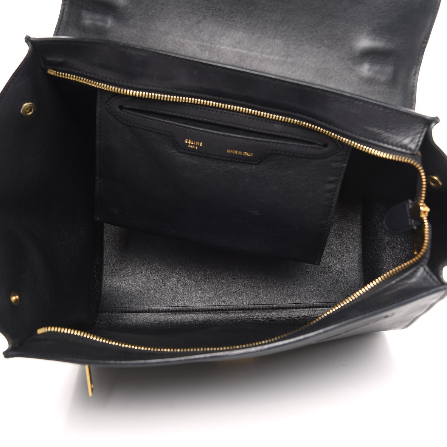 Celine Crocodile Embossed Calfskin Suede Medium Trapeze Black 6 of 15