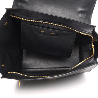 Celine Crocodile Embossed Calfskin Suede Medium Trapeze Black 6 of 15