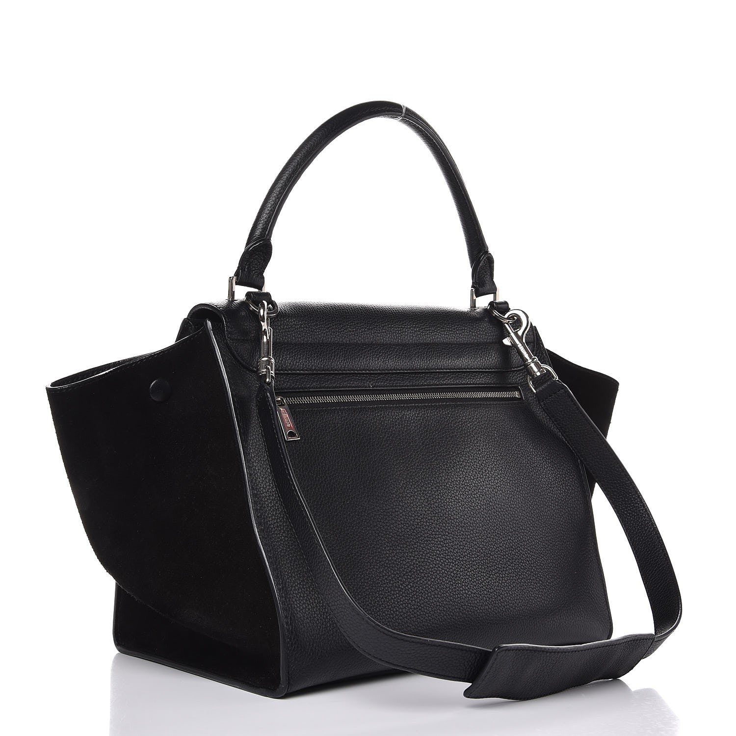 Celine Drummed Calfskin Suede Medium Trapeze Black 3 of 6