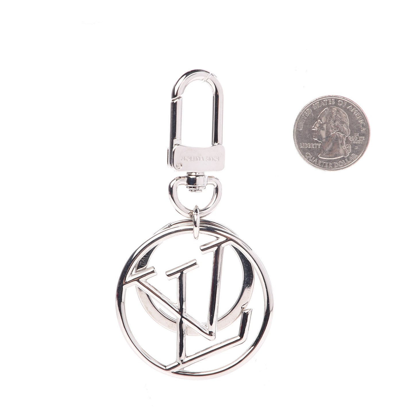 LV Circle Bag Charm Key Holder Silver