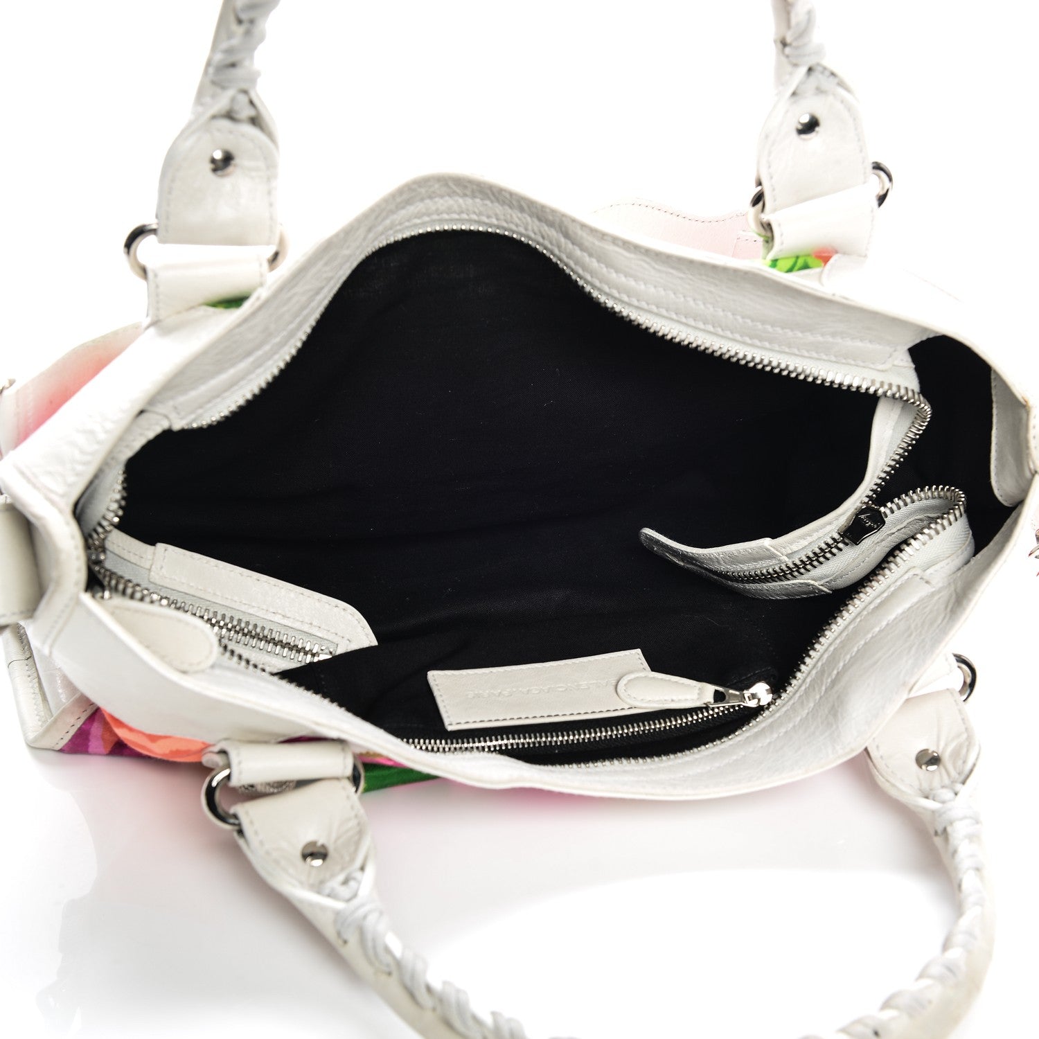 Balenciaga Agneau Canvas Floral Giant 21 Silver Hardware City White 5 of 12