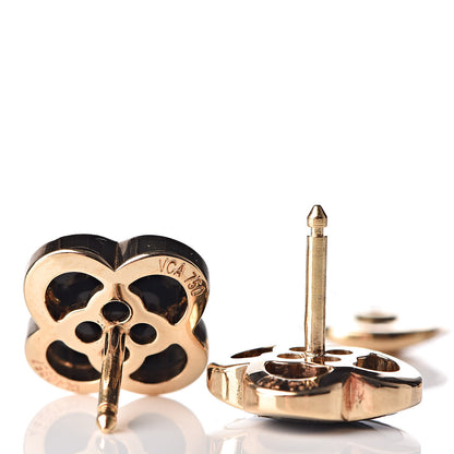Van Cleef & Arpels 18K Yellow Gold Onyx Pure Alhambra Earrings 4 of 6