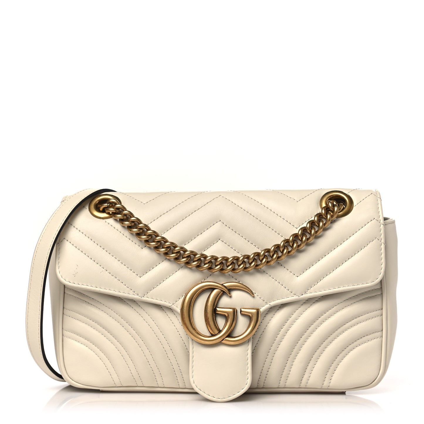 Calfskin Matelasse Small GG Marmont Shoulder Bag White