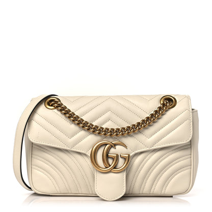 Gucci Calfskin Matelasse Small GG Marmont Shoulder Bag White 1 of 10