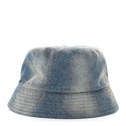 Prada Used Denim Metal Triangle Logo Womens Bucket Hat M Light Blue 6 of 8