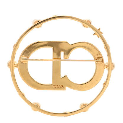Christian Dior Crystal Pearl Clair D Lune Brooch Gold 3 of 4