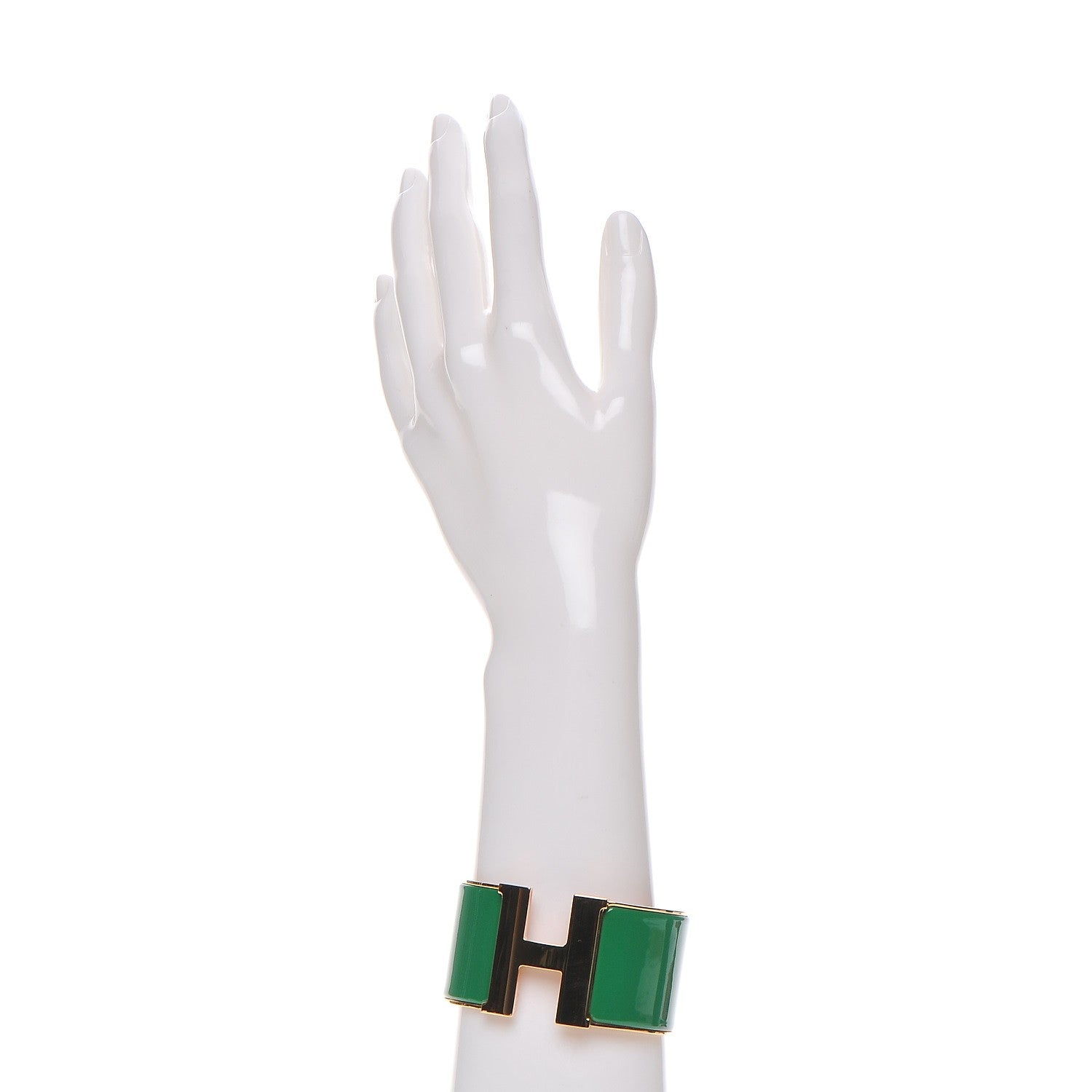 Hermes Enamel Extra Wide Clic H Bracelet GM Vert Sapin 2 of 4