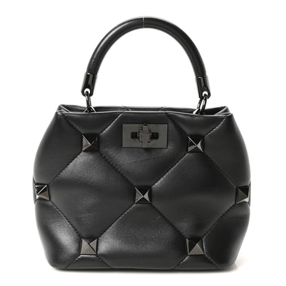 Valentino Garavani Nappa Monochrome Small Roman Stud The Handle Bag Black 1 of 9
