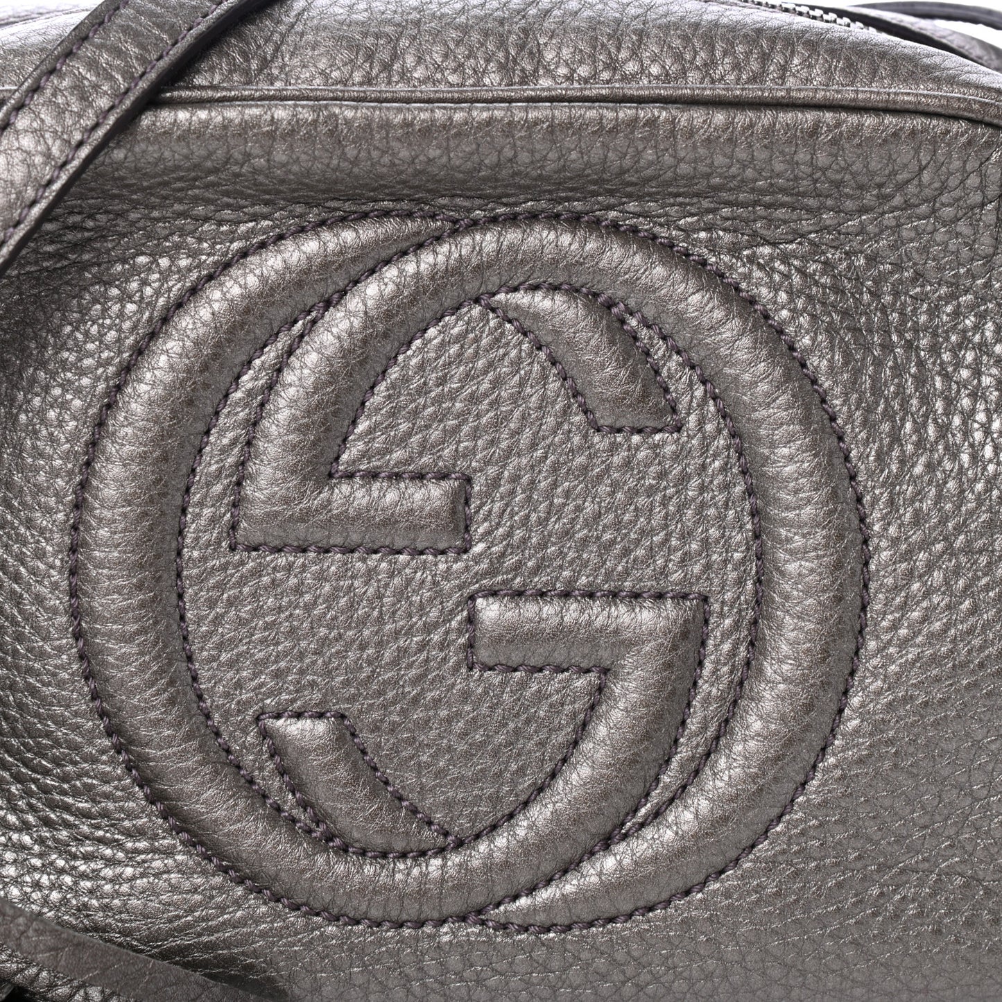 Metallic Pebbled Calfskin Small Soho Disco Bag Sasso