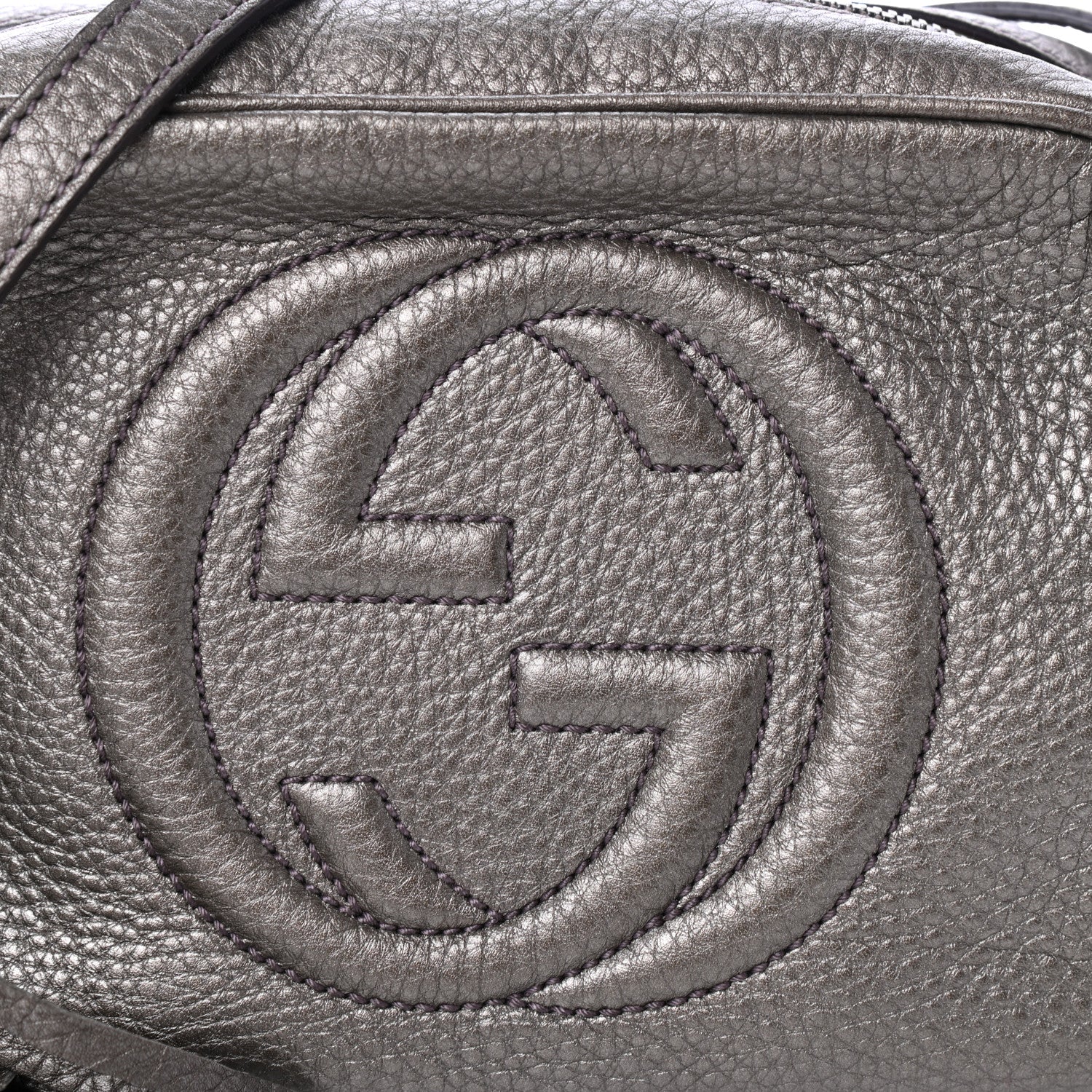 Gucci Metallic Pebbled Calfskin Small Soho Disco Bag Sasso 8 of 10