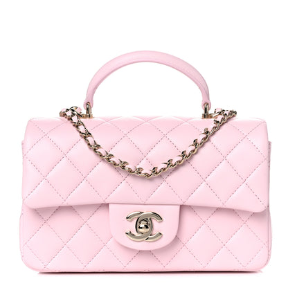 Chanel Lambskin Quilted Mini Top Handle Rectangular Flap Light Pink 1 of 10