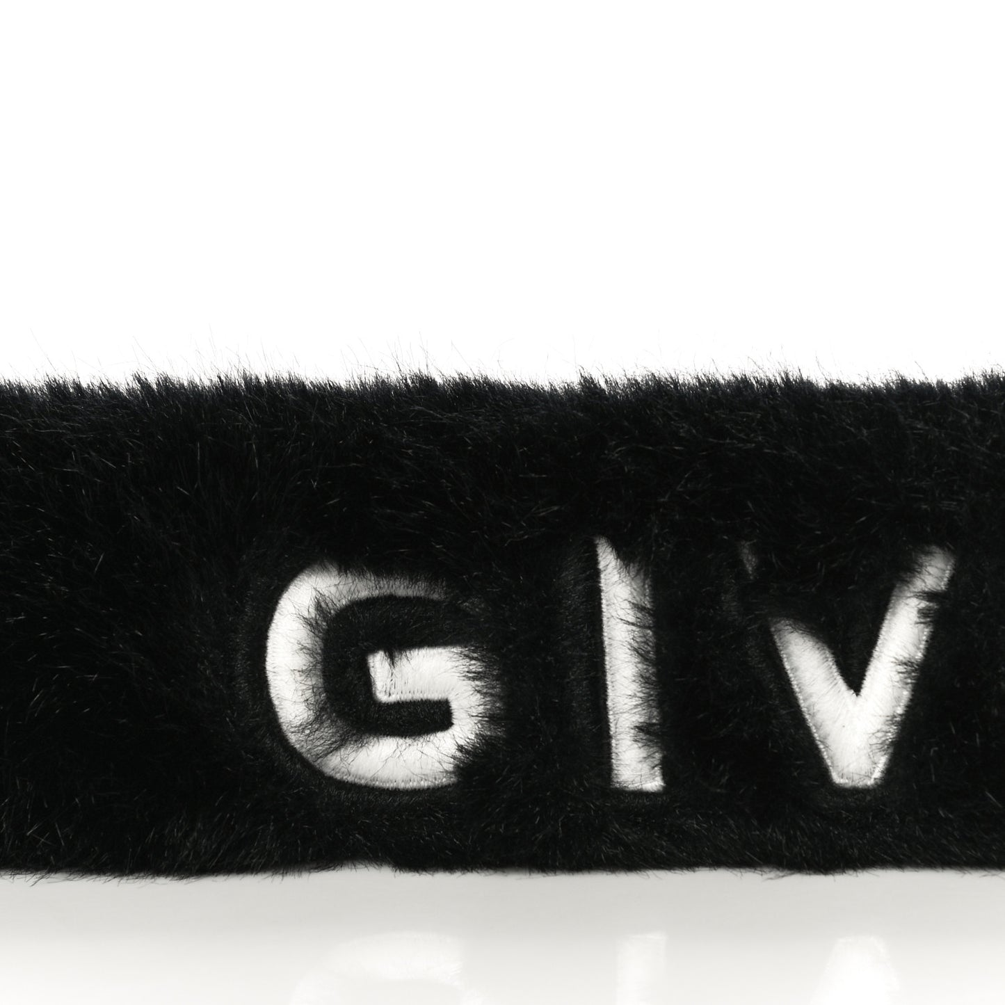 Faux Fur Logo Bag Strap Black