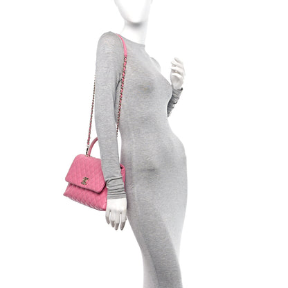 Chanel Caviar Lizard Embossed Quilted Small Coco Handle Flap Pink 2 of 11