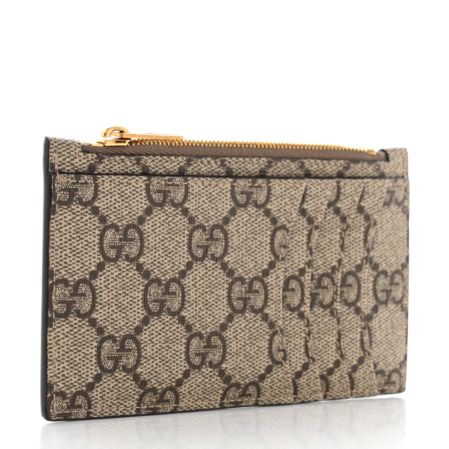 Gucci X BALENCIAGA GG Supreme Monogram Zip Card Case Beige Ebony