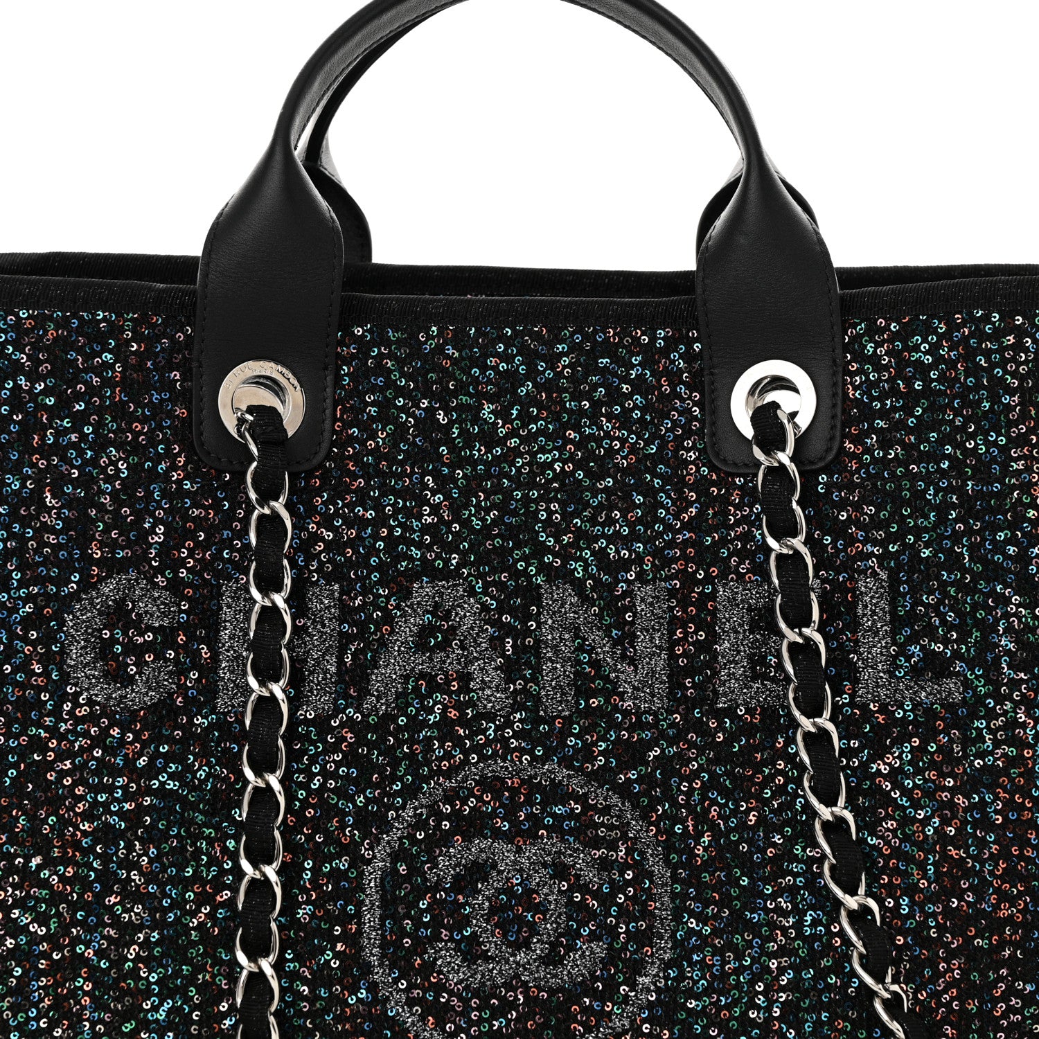 Chanel Viscose Sequins Medium Deauville Tote Black 8 of 10