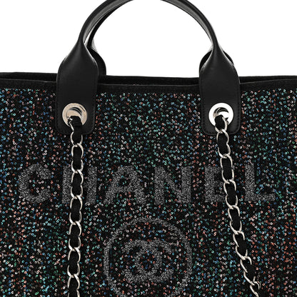 Chanel Viscose Sequins Medium Deauville Tote Black 8 of 10
