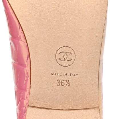 Chanel Iridescent Calfskin Crocodile Embossed Ballerina Flats 36.5 Pink 7 of 10