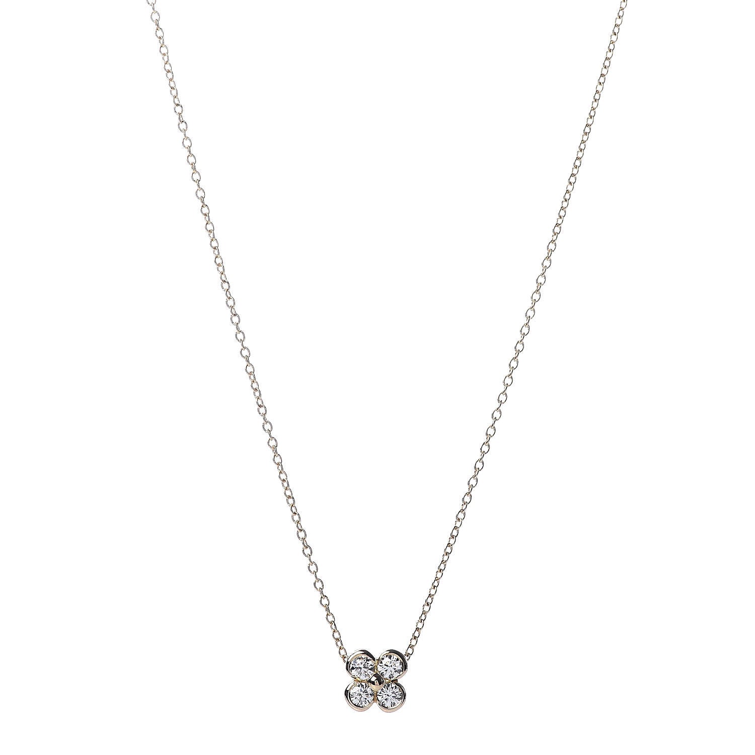 Tiffany 18K Yellow Gold Diamond Flower Pendant Necklace 1 of 4