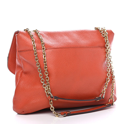MCM Grained Calfskin Studded Shoulder Bag Orange 3 of 13