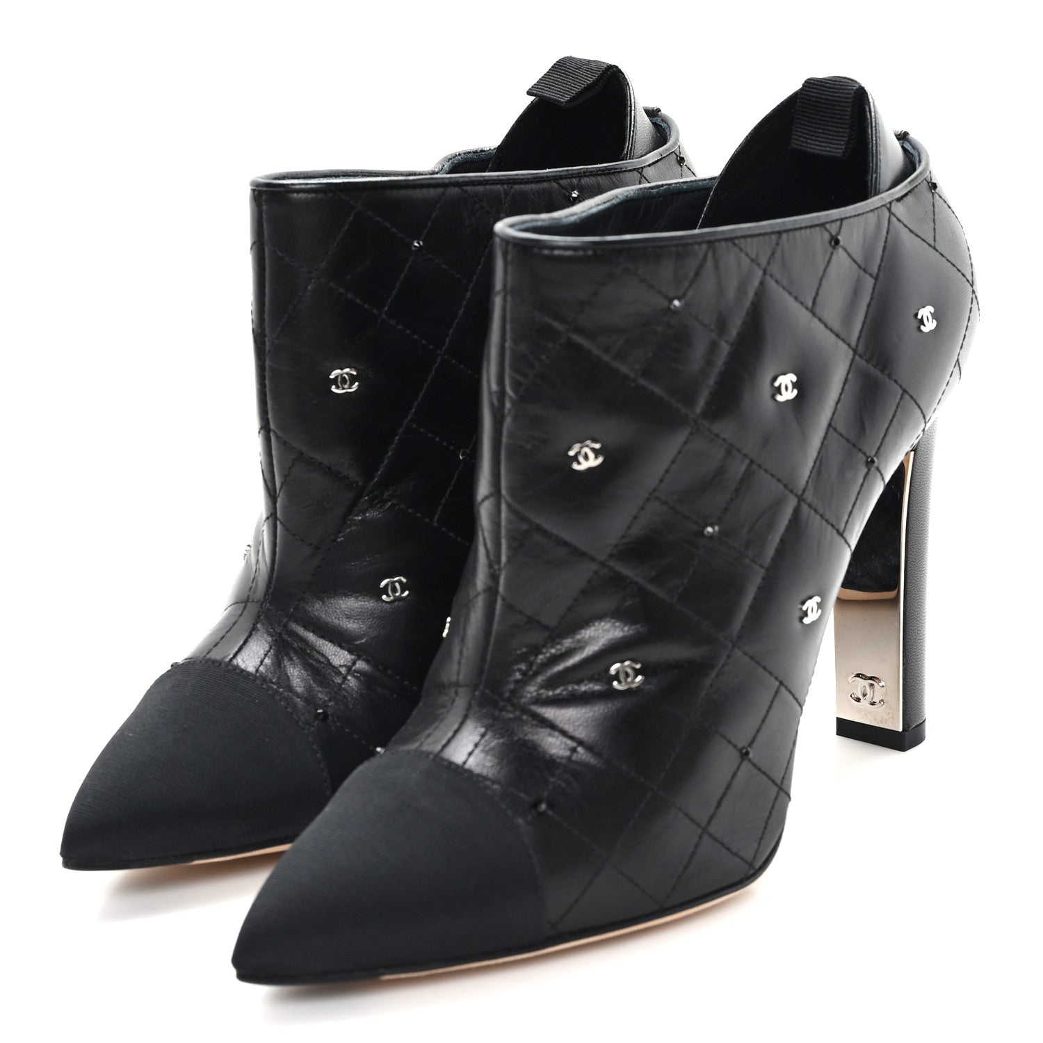 Chanel Lambskin Quilted CC Cap Toe Booties 38 Black 4 of 10