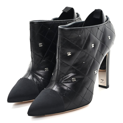 Chanel Lambskin Quilted CC Cap Toe Booties 38 Black 4 of 10
