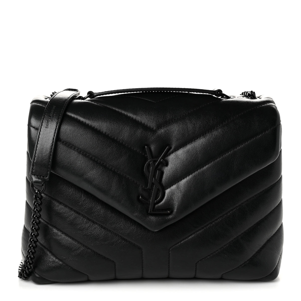 Saint Laurent Calfskin Y Quilted Monogram Monochrome Small Loulou Chain Satchel Black 1 of 11