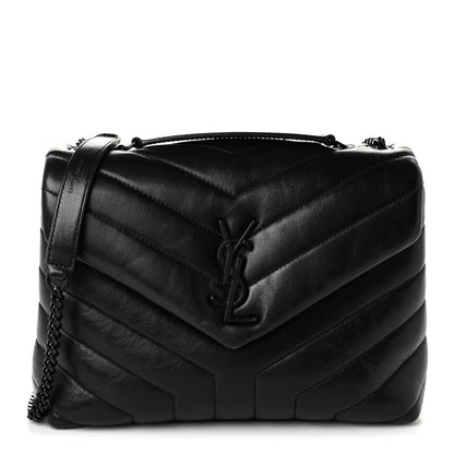 Saint Laurent Calfskin Y Quilted Monogram Monochrome Small Loulou Chain Satchel Black 1 of 11