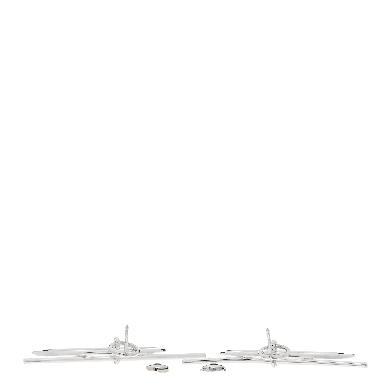 Hermes Sterling Silver MM Loop Earrings 3 of 7