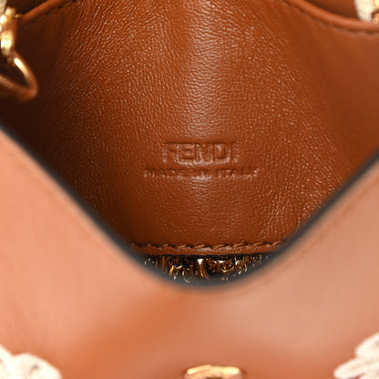 Fendi Shiny Nappa Vitello King Floral Ajour Embroidered Nano Baguette Charm Brandy 5 of 9