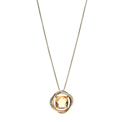 David Yurman 18K Yellow Gold Citrine 11mm Infinity Pendant Necklace 1 of 3