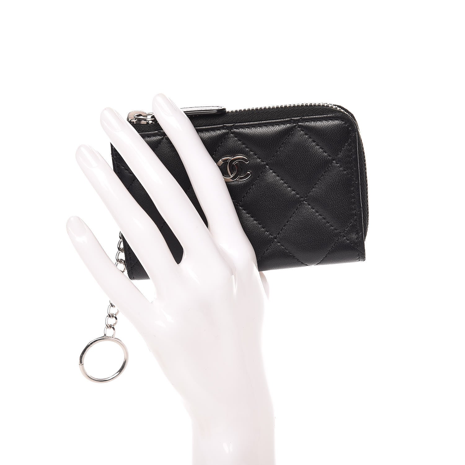 Chanel Lambskin Quilted Key Holder Case Black 2 of 8
