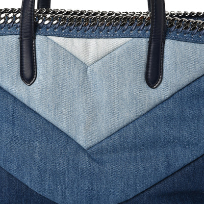 Stella McCartney Eco Denim Chevron Quilted Falabella East West Shopper Tote Blue 9 of 9