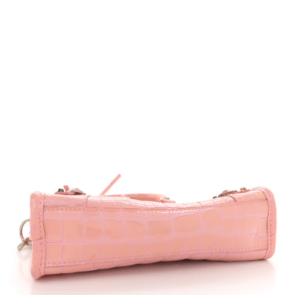 Balenciaga Patent Crocodile Embossed Classic Silver Hardware Nano City Light Pink 5 of 14