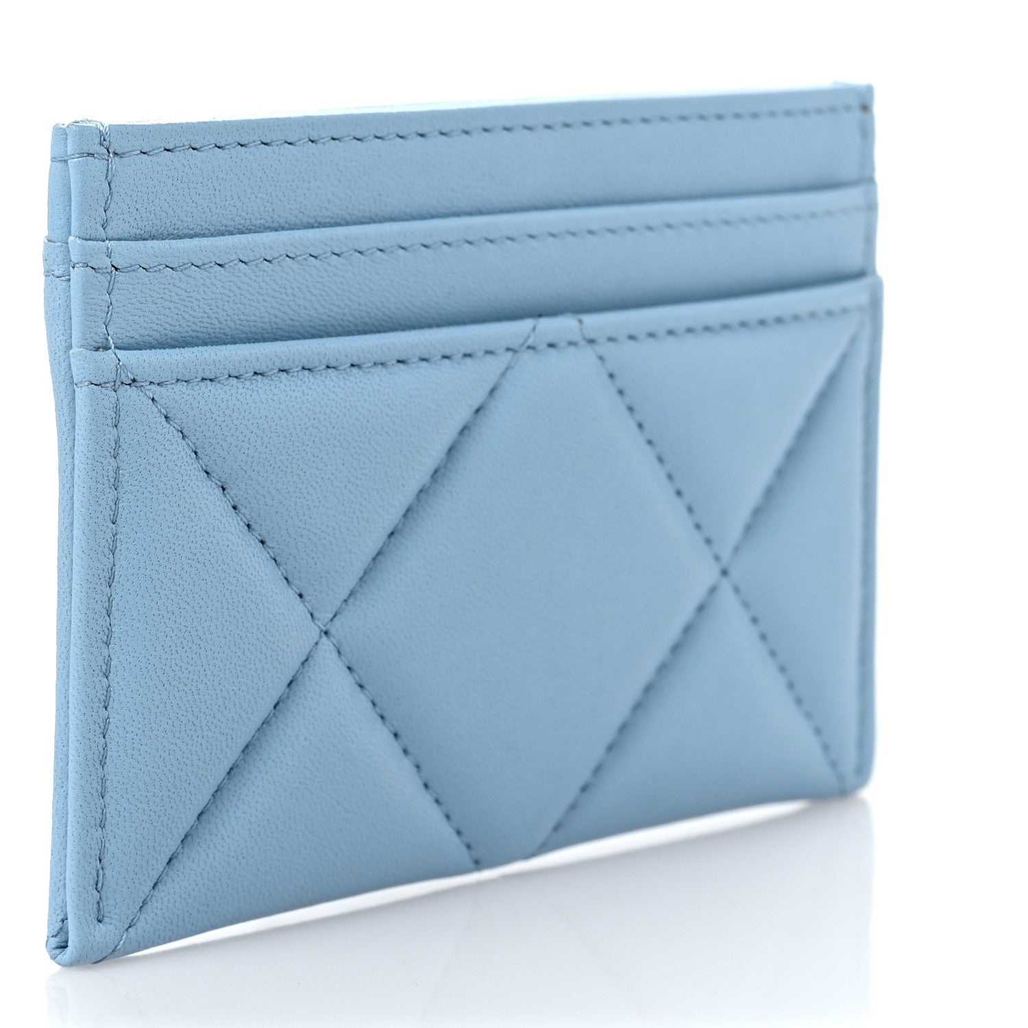 Chanel Lambskin Quilted Chanel 19 Card Holder Light Blue 3 of 10