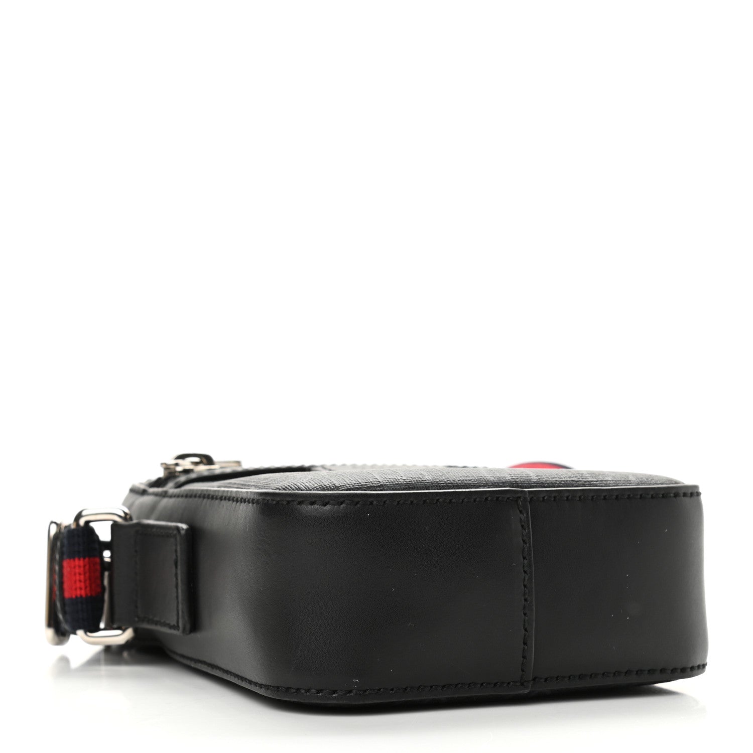 Gucci GG Supreme Monogram Appia Calfskin Web Small Camera Messenger Bag Black Grey 4 of 14
