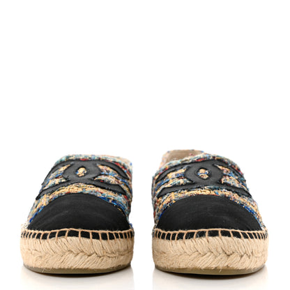 Chanel Tweed Grosgrain CC Espadrilles 41 Multicolor Black 2 of 10