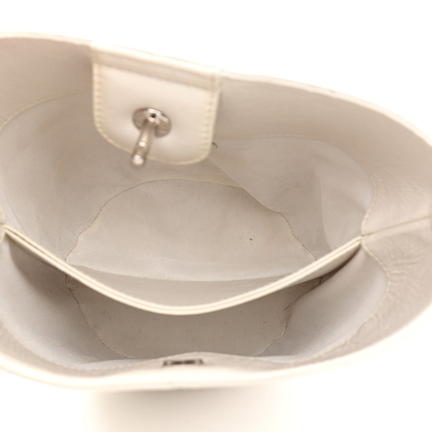 Chanel Aged Calfskin Stitched Shoulder Bag White 5 of 11