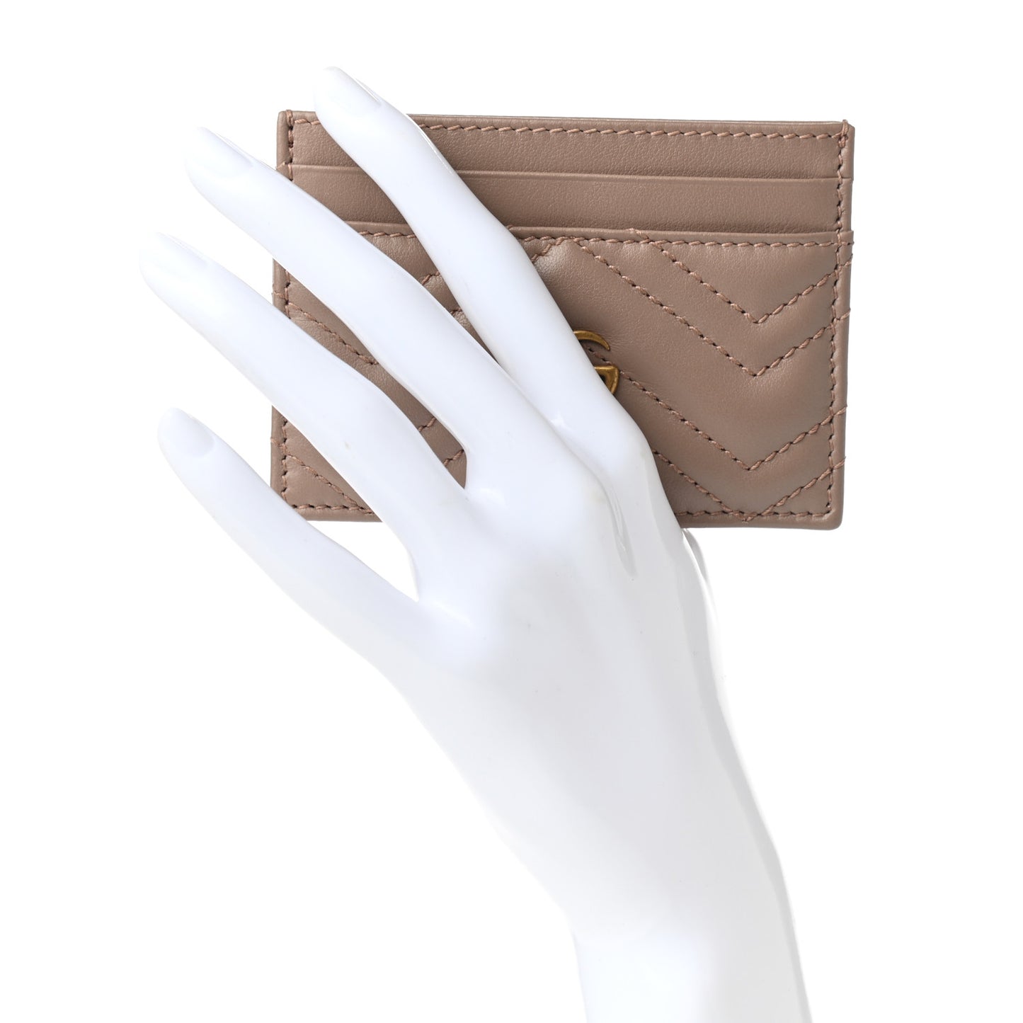 Calfskin Matelasse GG Marmont Card Holder Porcelain Rose
