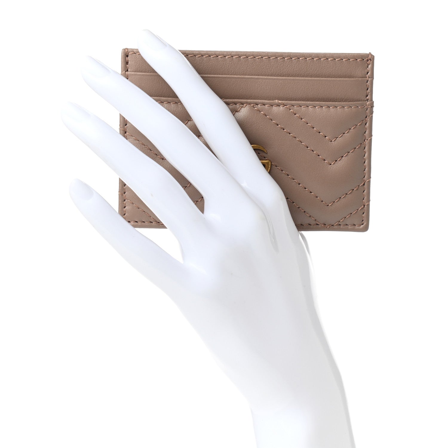 Gucci Calfskin Matelasse GG Marmont Card Holder Porcelain Rose 2 of 6