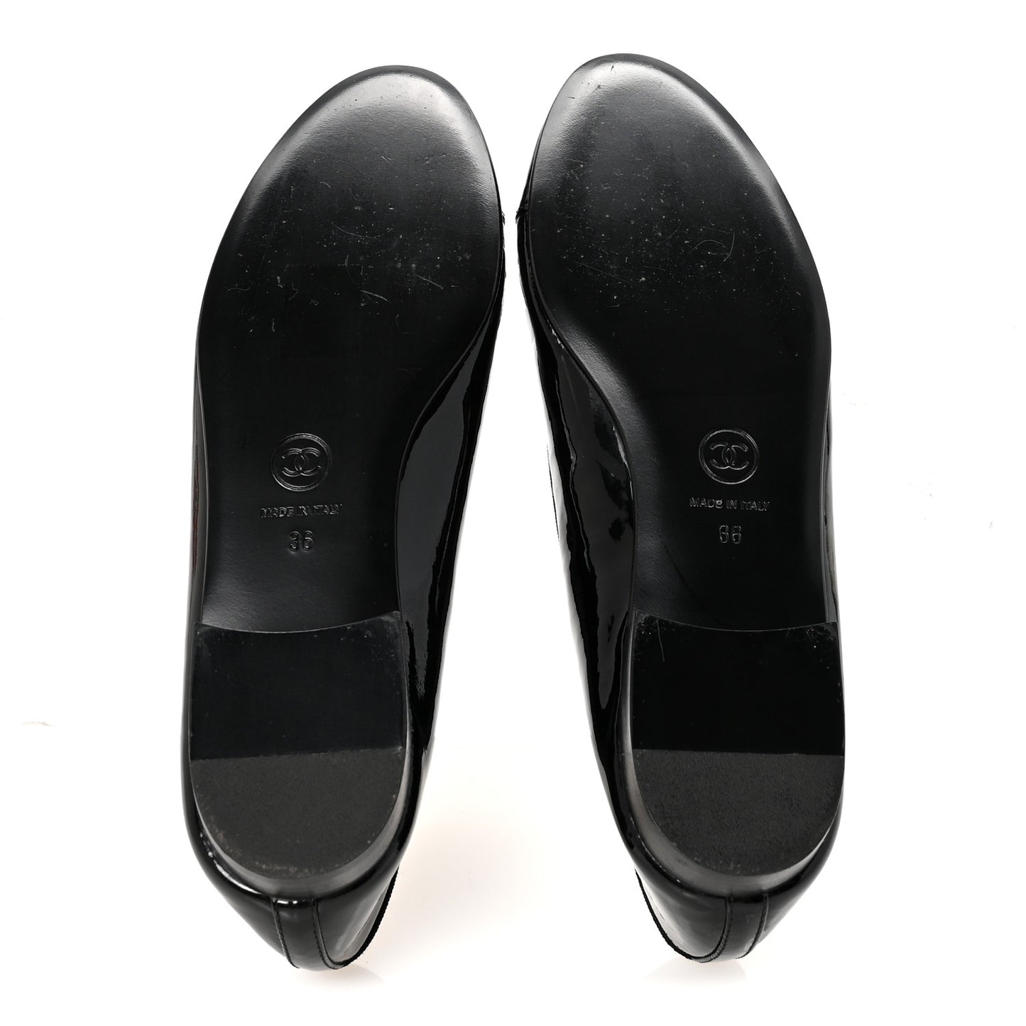 Patent Cap Toe Ballerina Flats 36 Black