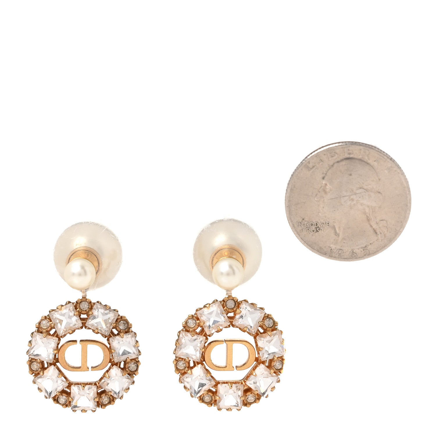 Christian Dior Pearl Crystal Dior Tribales Drop Earrings Gold 2 of 4