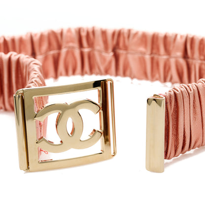 Chanel Metallic Lambskin Ruched CC Belt 85 34 Pink 4 of 4