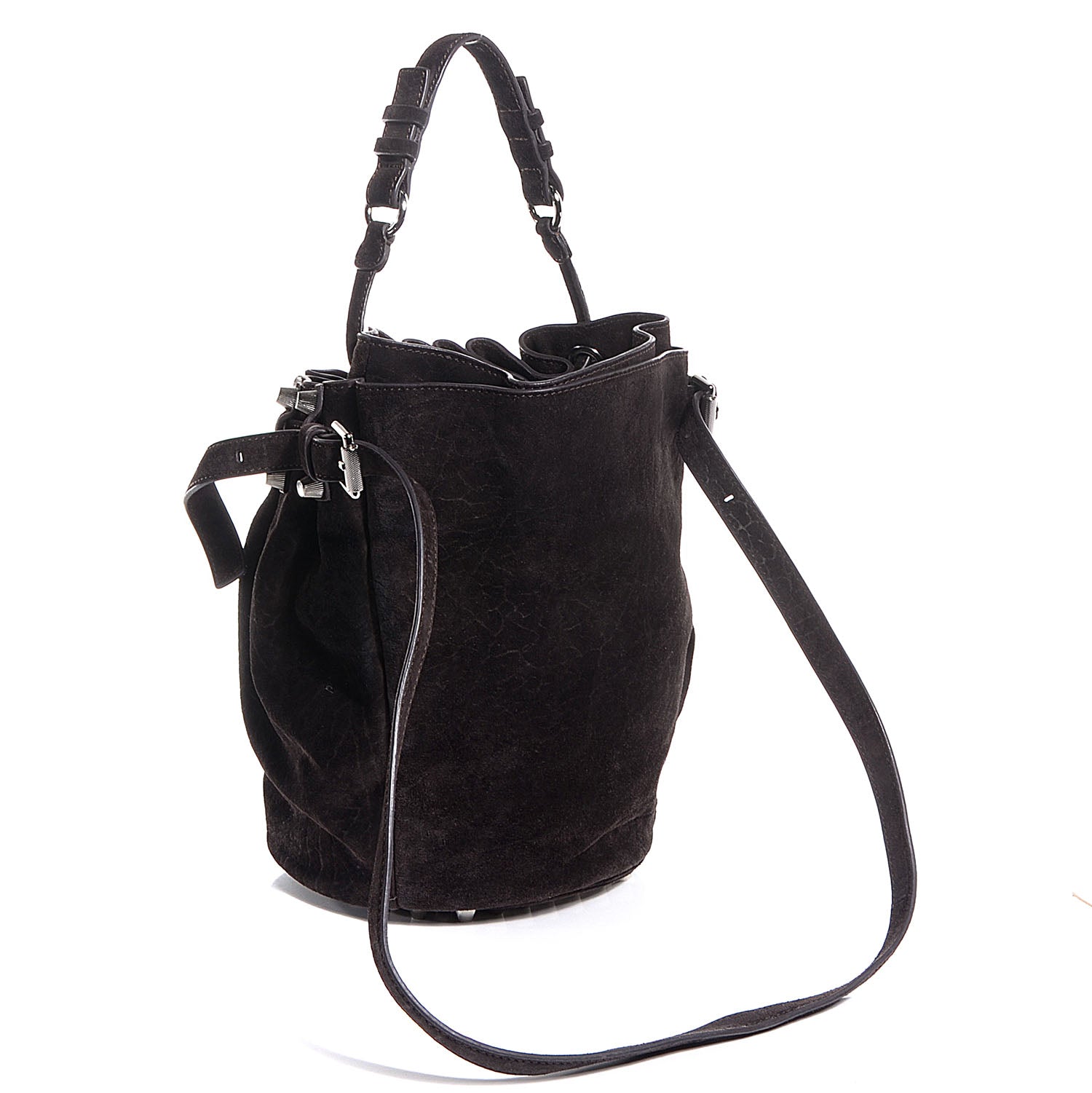 Alexander Wang Suede Diego Bucket Bag Dark Brown w Nickel Hardware 3 of 6